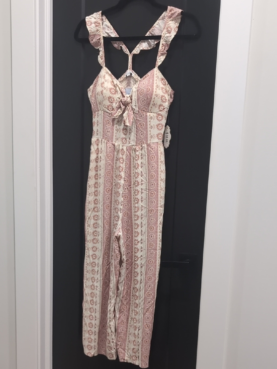 A.U.W. Pants - Women’s Pink & Cream Floral Stripe Jumpsuit